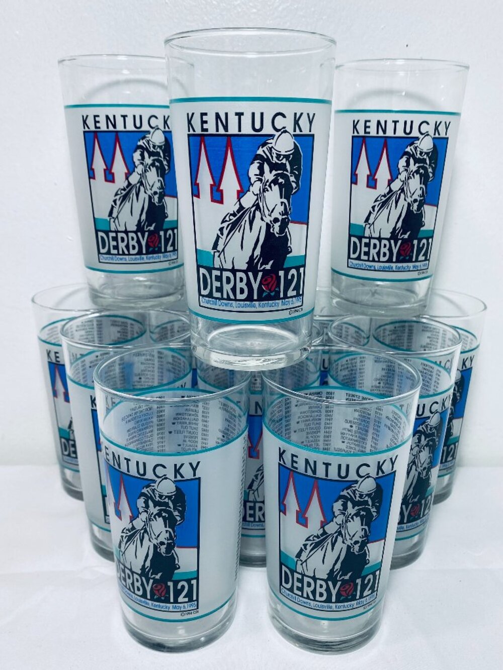 Lot of 14 VNTG Kentucky Derby 1995 Churchill Downs #121st Run Mint Julep Glasses